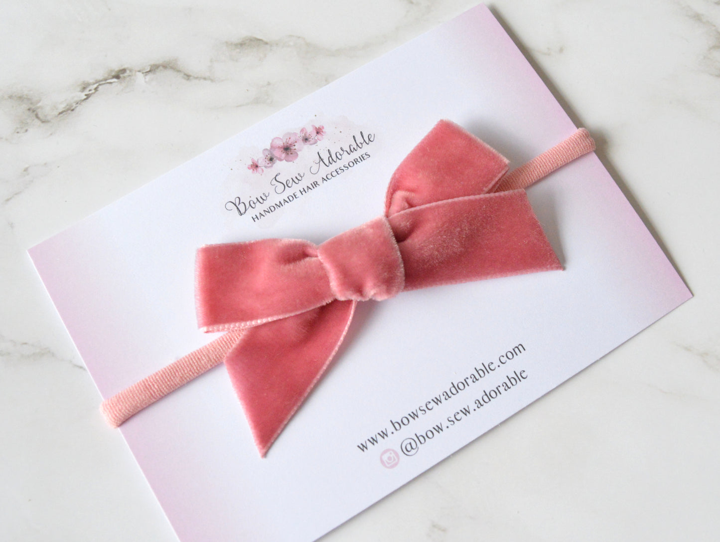 Dusky pink velvet | Hair bow
