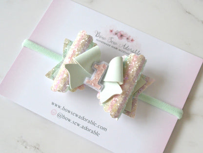 Mint rainbow | Birthday bow