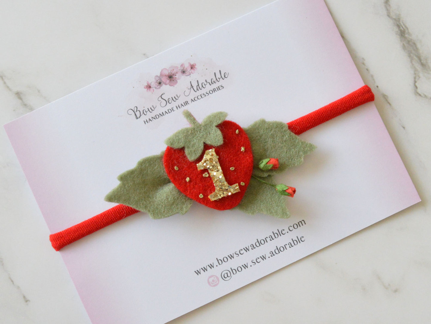 Strawberry patch | Birthday headband / clip