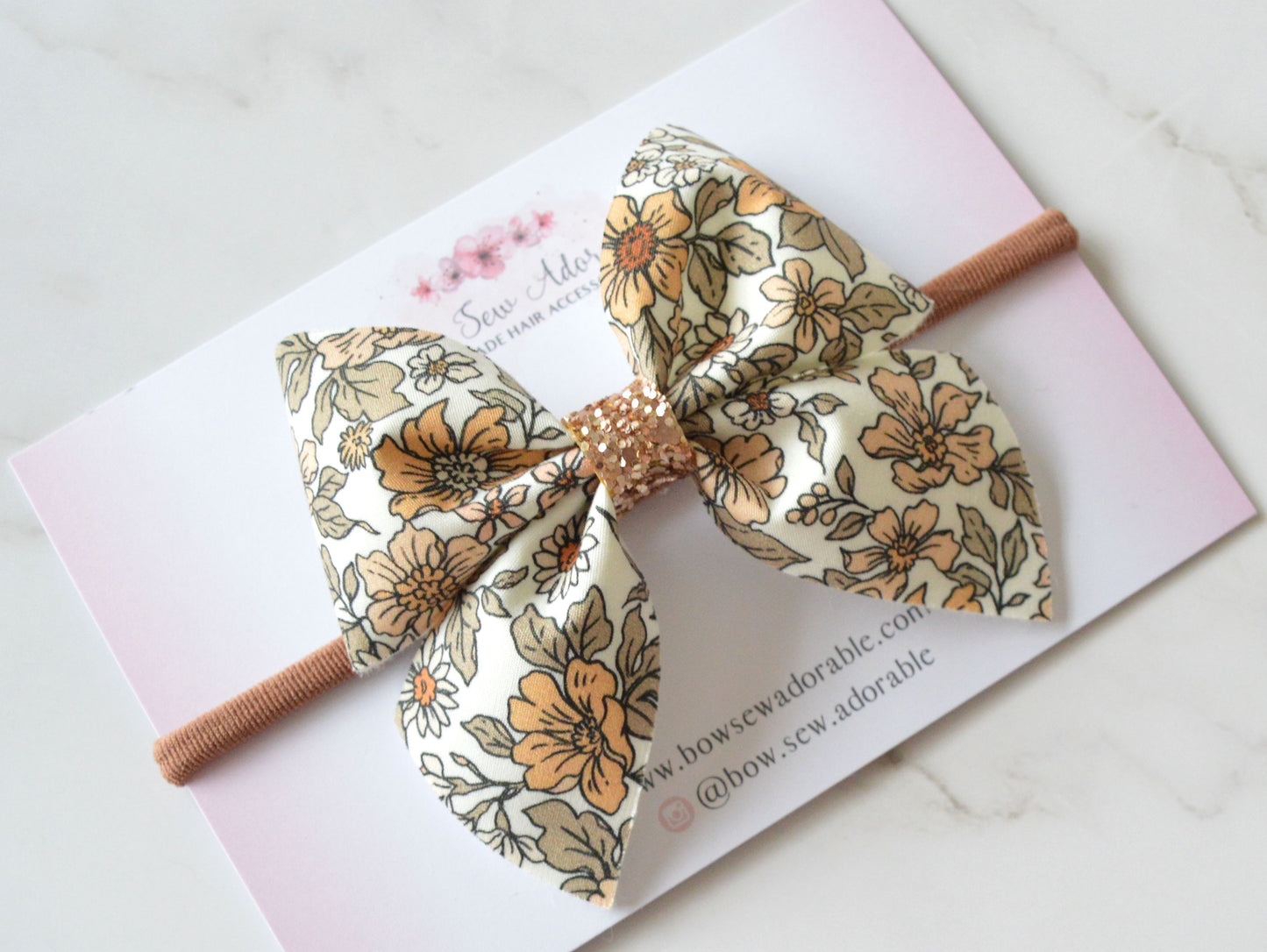 Autumn vintage peach floral | Hair bow