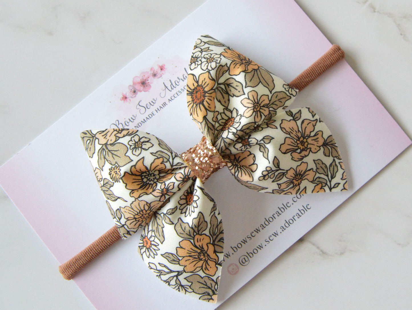 Autumn vintage peach floral | Hair bow