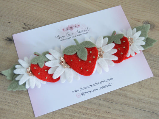 Strawberry & daisies | Flower headband