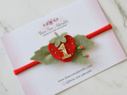 Strawberry patch | Birthday headband / clip