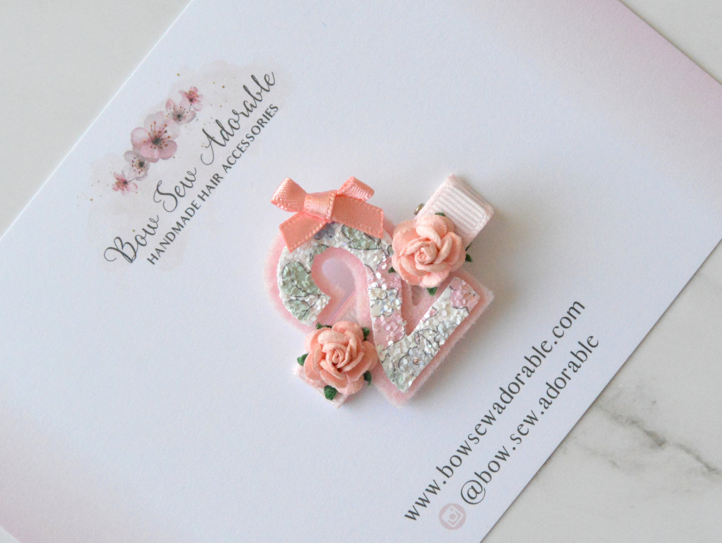 Dainty floral numbers | Birthday clip/headband