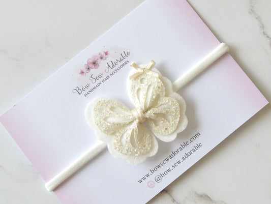 Ivory white butterfly | Headband/clip