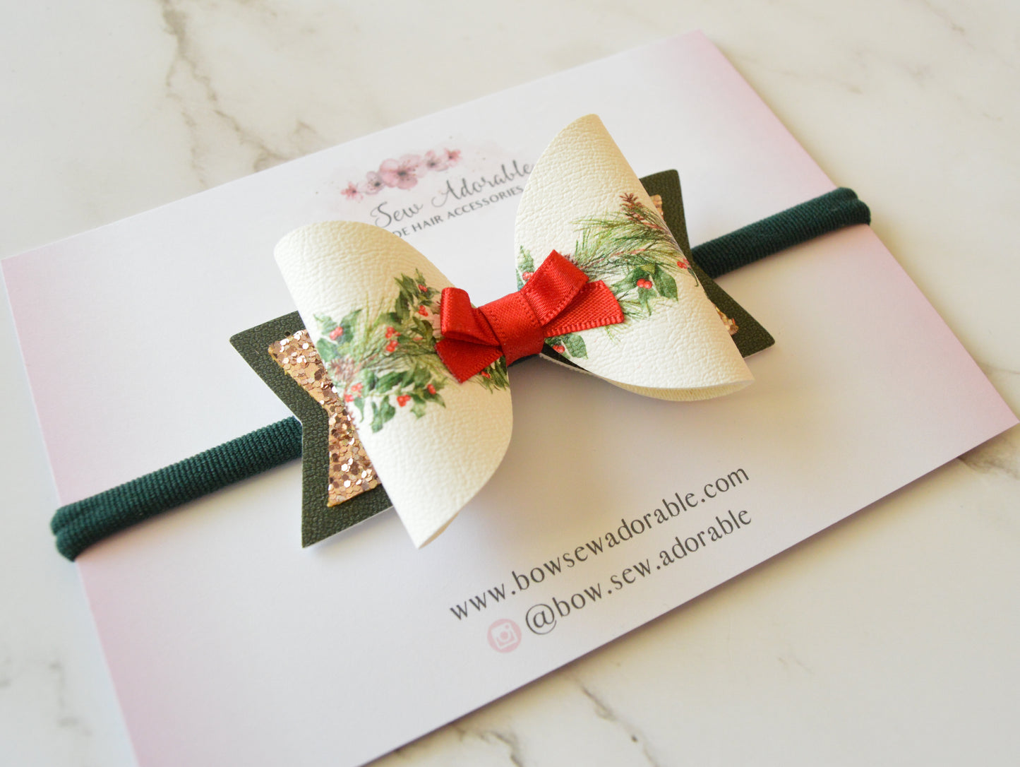 Decked with holly | Hair bow