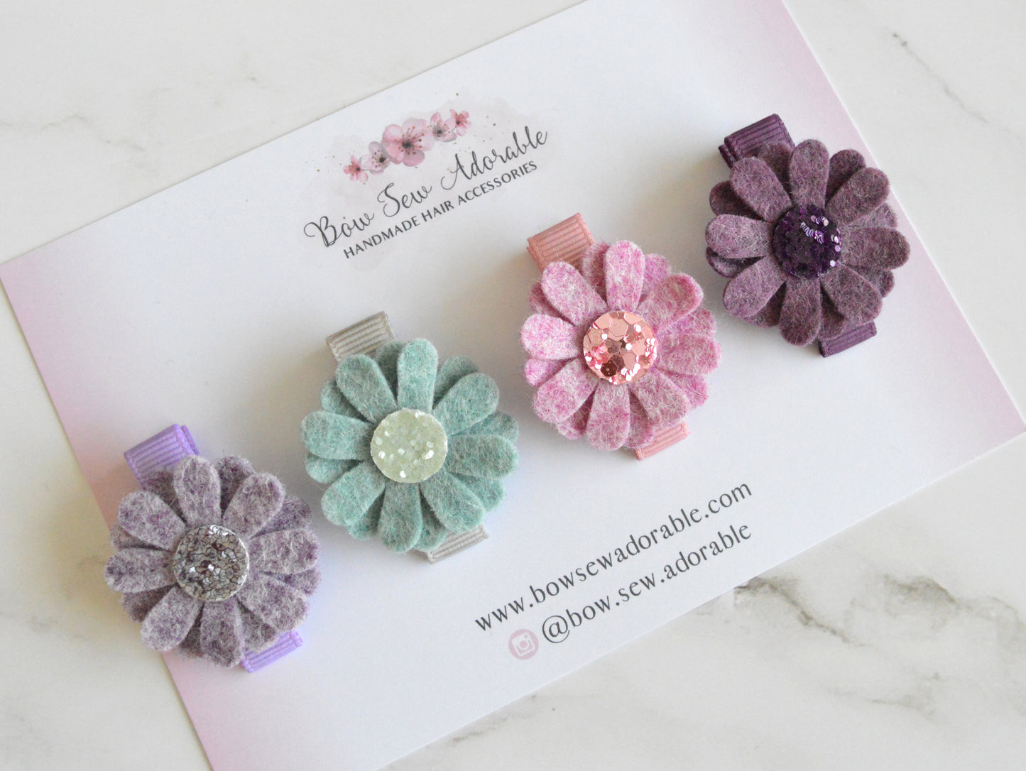 Wool daisies | Hair clip/headband set