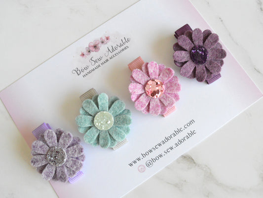 Wool daisies | Hair clip/headband set