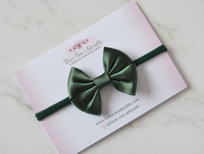 Deep green satin | Hair bow