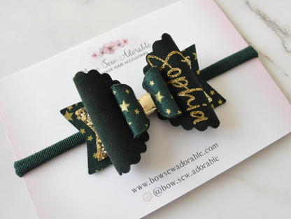 Velvet stars | Personalised hair bow