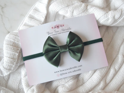 Deep green satin | Hair bow