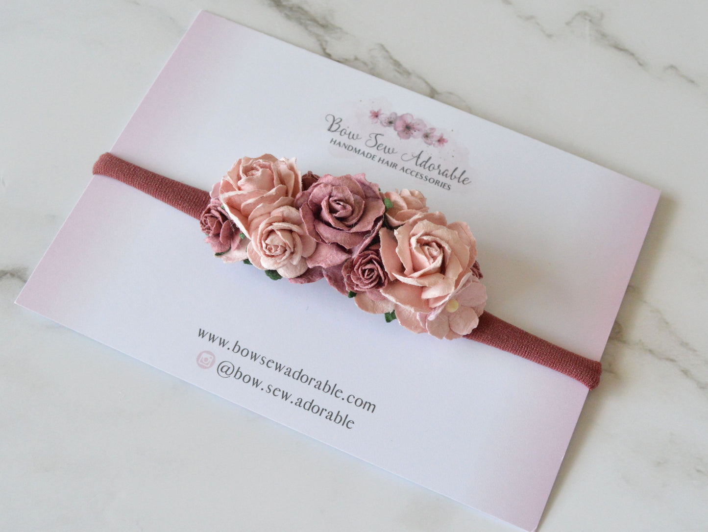 Deep rosy pink floral | Flower headband