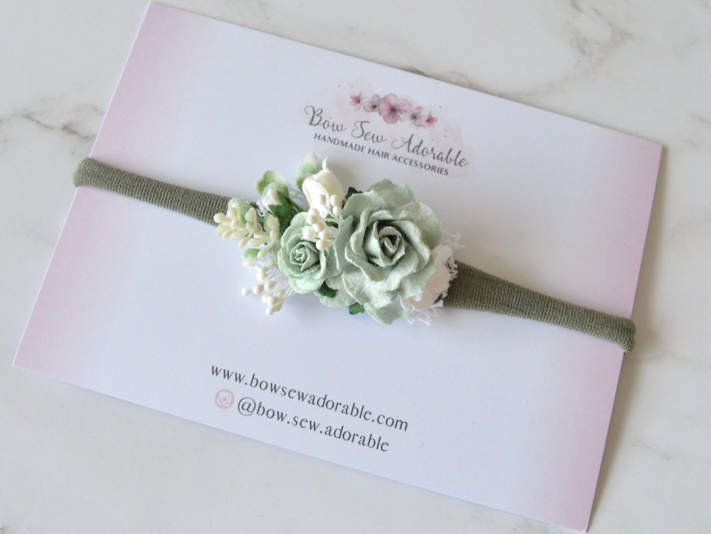 Sage green cluster | Flower headband / Hair clip