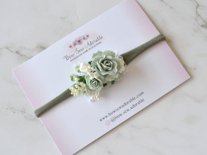 Sage green cluster | Flower headband / Hair clip