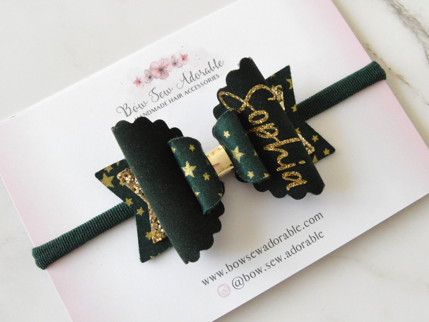 Velvet stars | Personalised hair bow