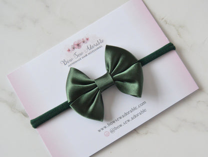 Deep green satin | Hair bow