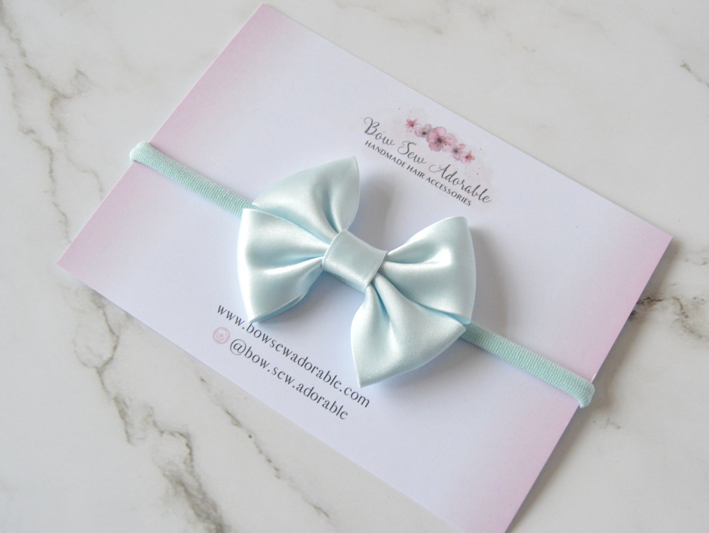 Icy blue satin | Hair bow