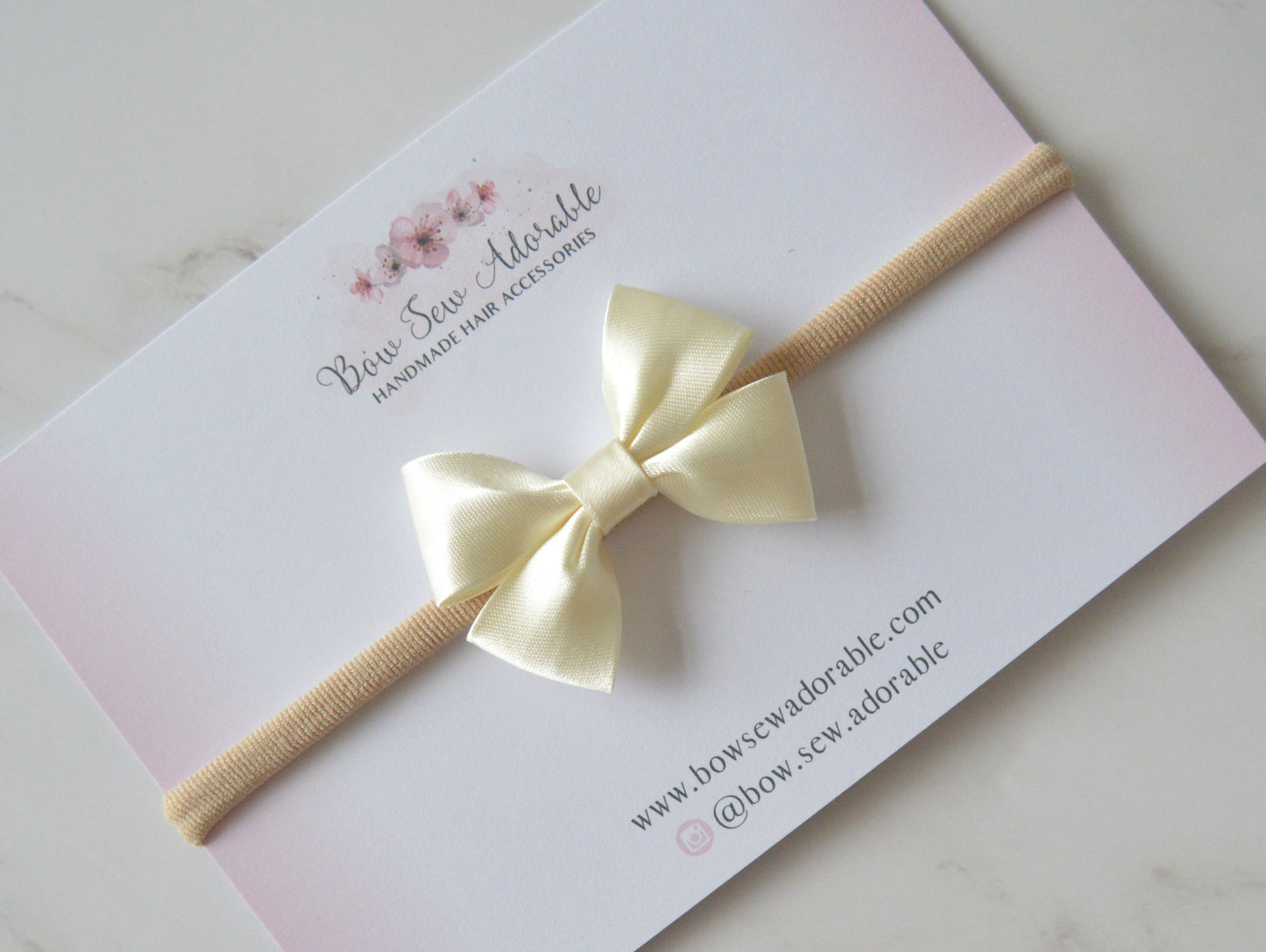 Mini Ivory satin bias | Hair bow