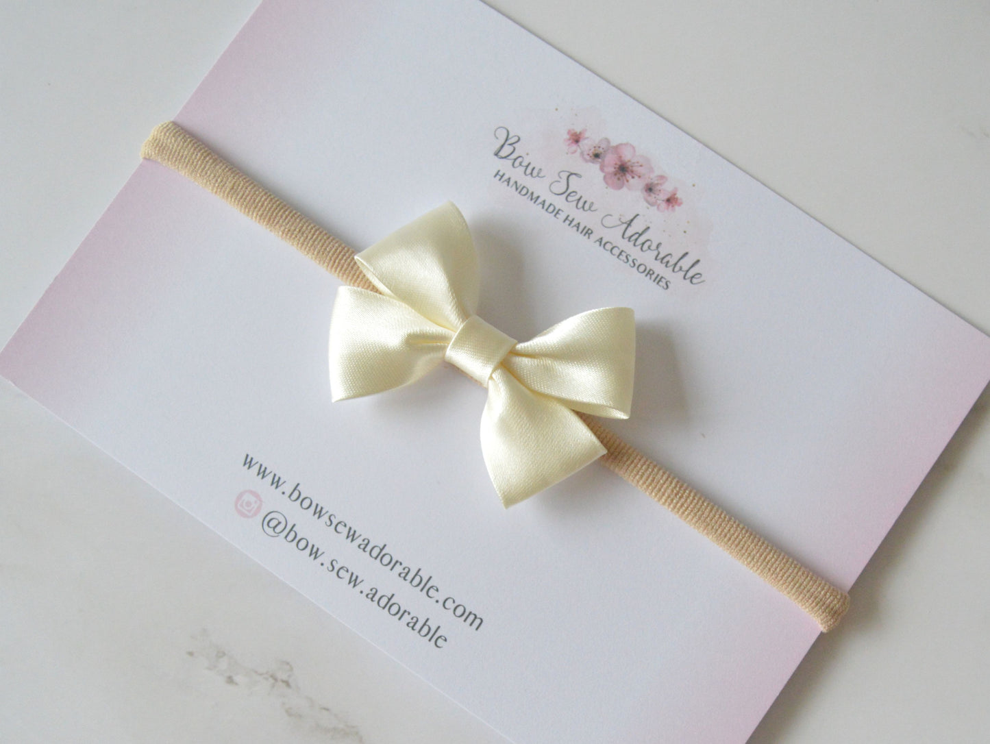 Mini Ivory satin bias | Hair bow