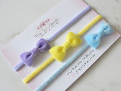 Pastel pinch velvets | Hair bows