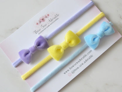 Pastel pinch velvets | Hair bows