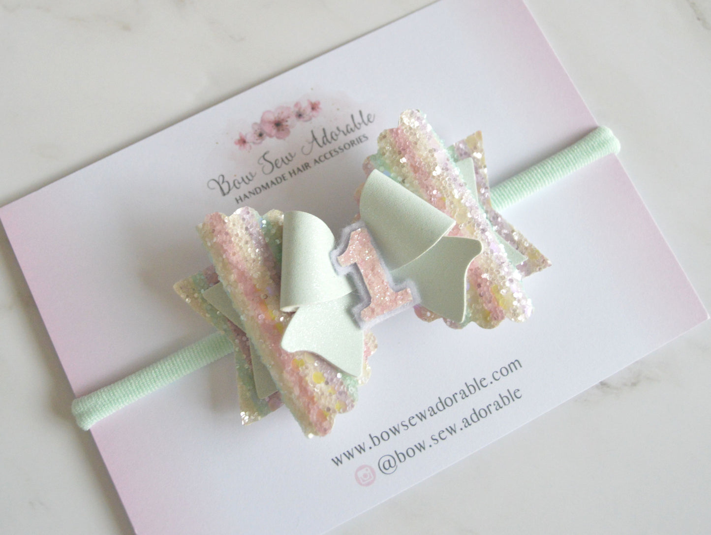 Mint rainbow | Birthday bow