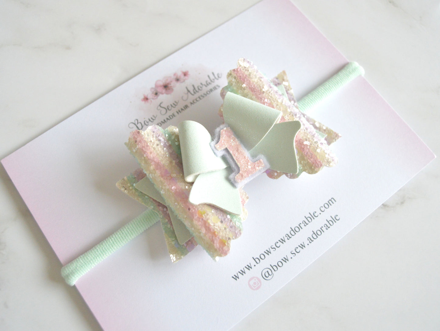 Mint rainbow | Birthday bow