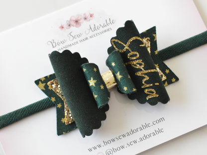 Velvet stars | Personalised hair bow