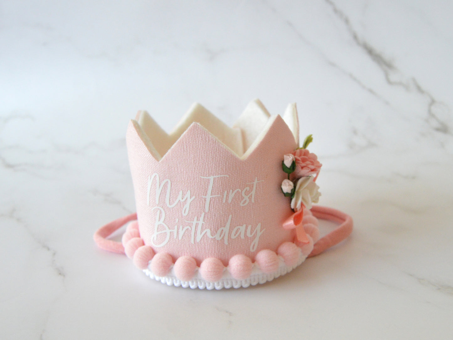 My First Birthday | Baby Pink | Birthday crown