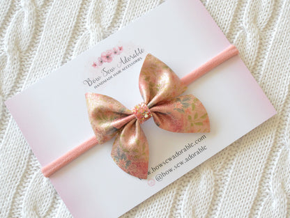 Rustic pink floral | Hair bow