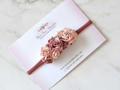 Deep rosy pink floral | Flower headband