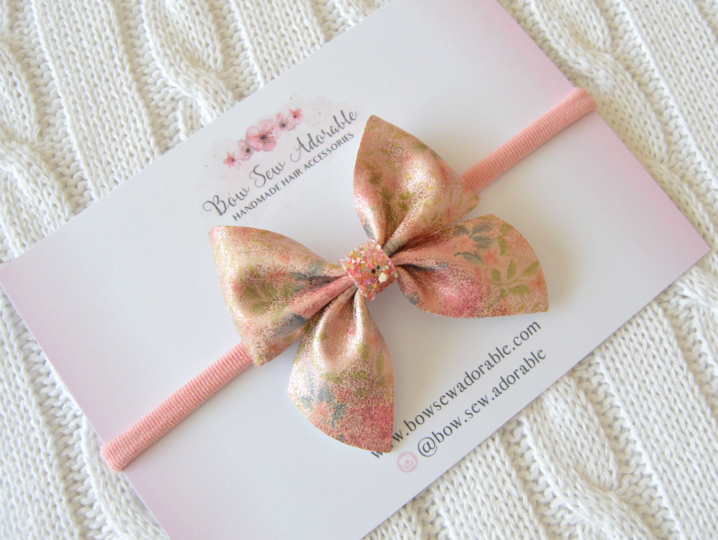 Rustic pink floral | Hair bow