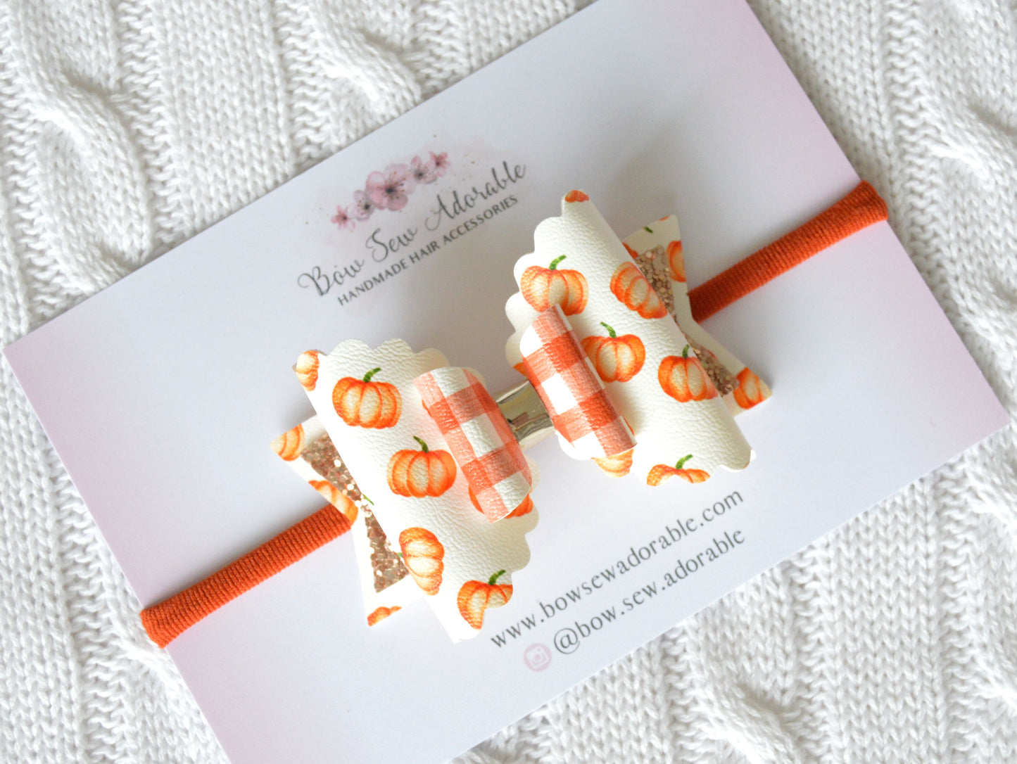 Pumpkin gingham | Hair bow