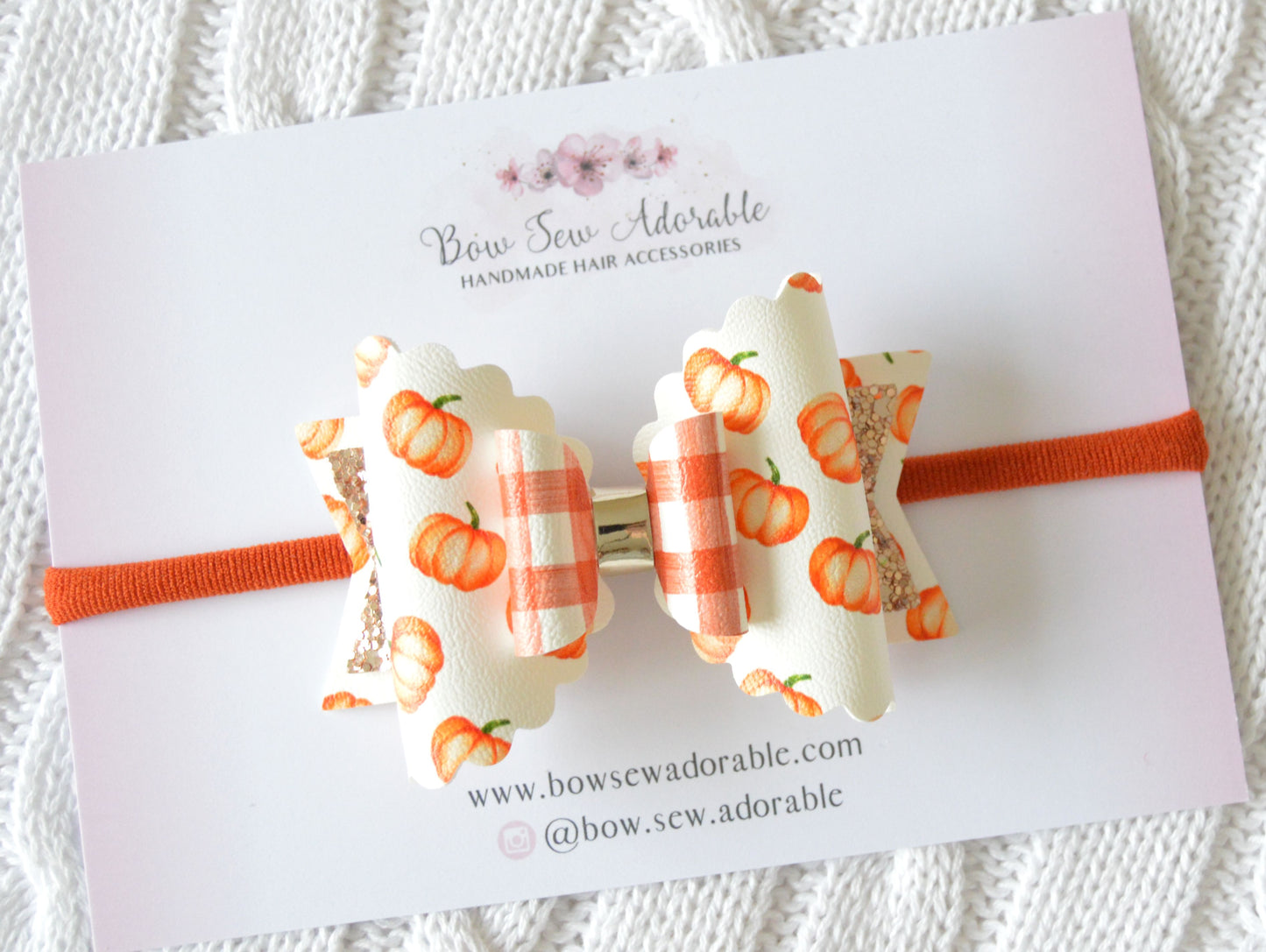 Pumpkin gingham | Hair bow