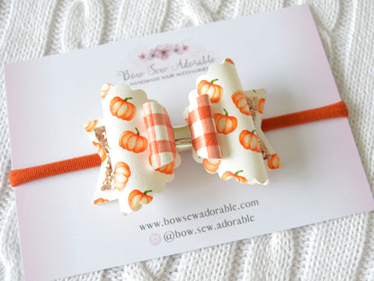 Pumpkin gingham | Hair bow