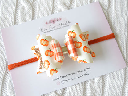 Pumpkin gingham | Hair bow