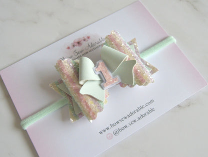 Mint rainbow | Birthday bow