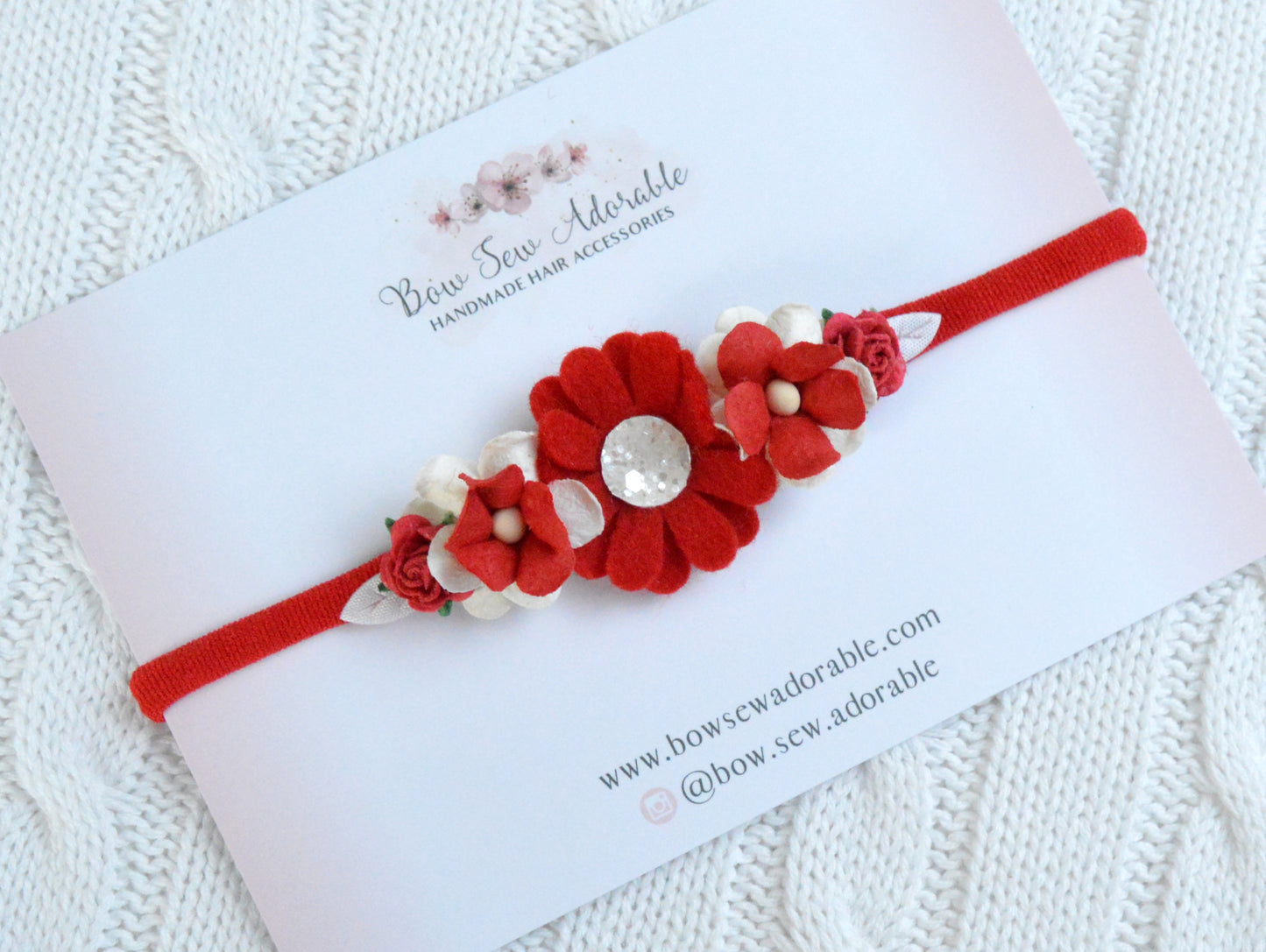 Red daisy floral | Flower headband