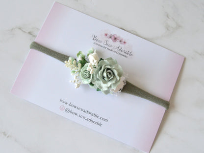 Sage green cluster | Flower headband / Hair clip