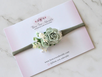 Sage green cluster | Flower headband / Hair clip