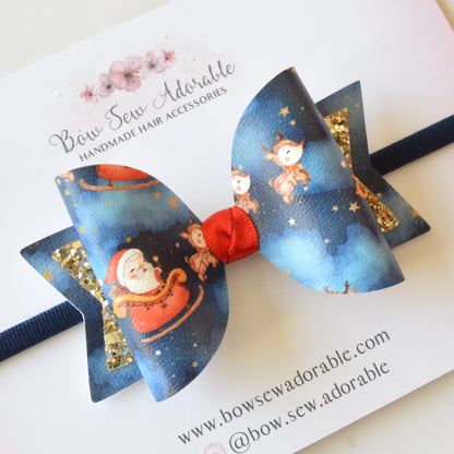 Santa in the sky | Hair bow