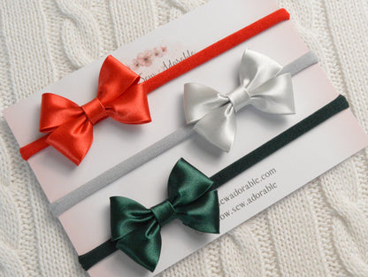 Mini Christmas satins | Hair bows