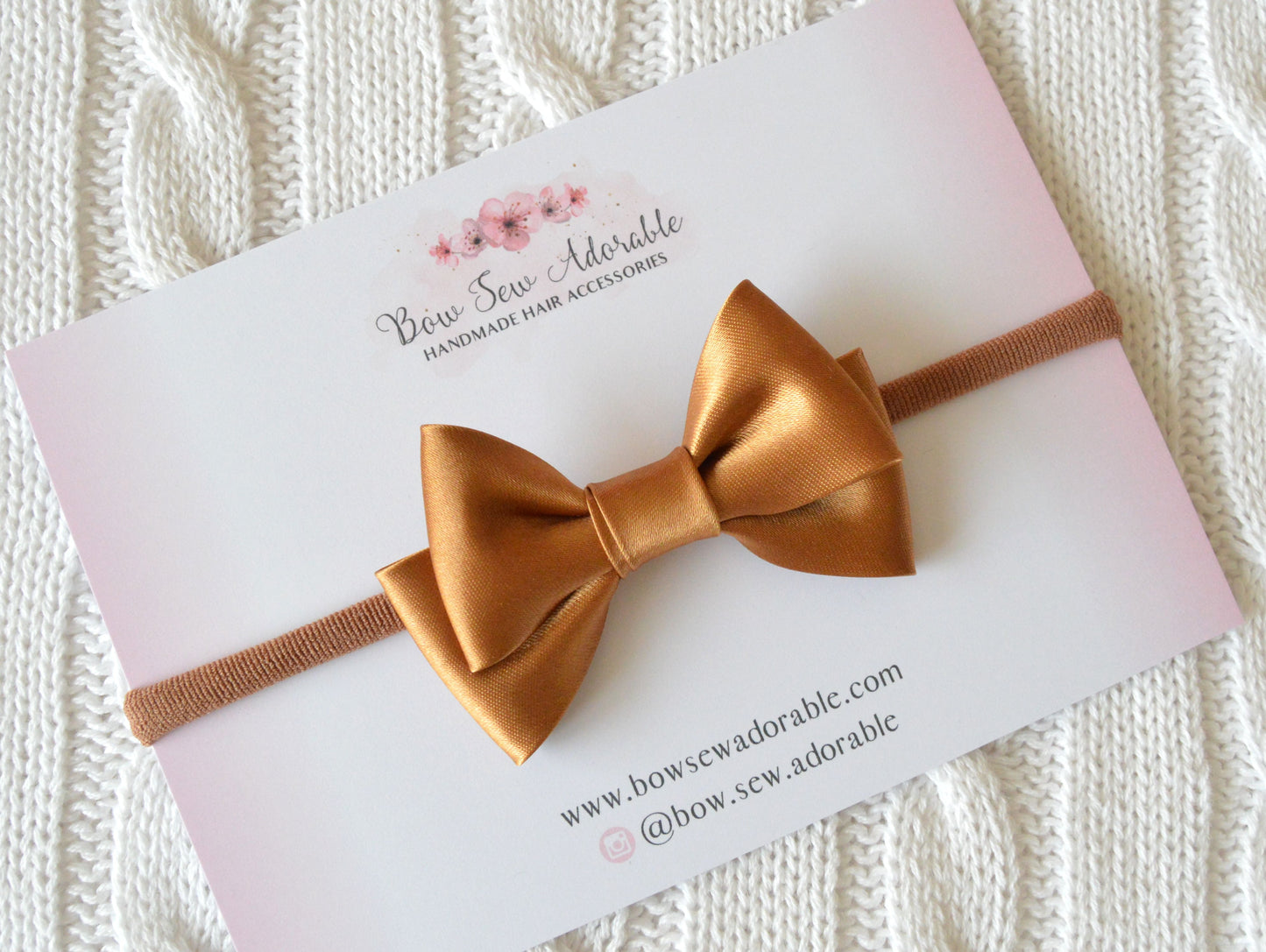 Copper satin bias | Hair bow