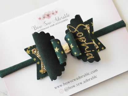 Velvet stars | Personalised hair bow