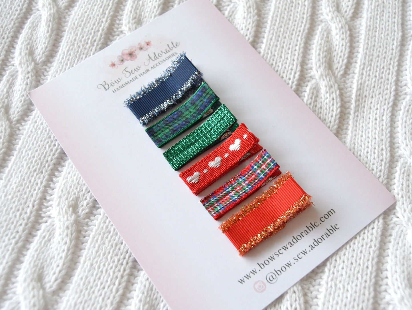 Winter ribbon clip set