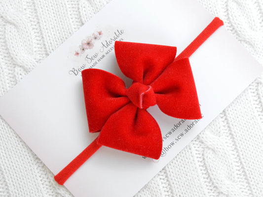 Red pinch velvet | Hair bow