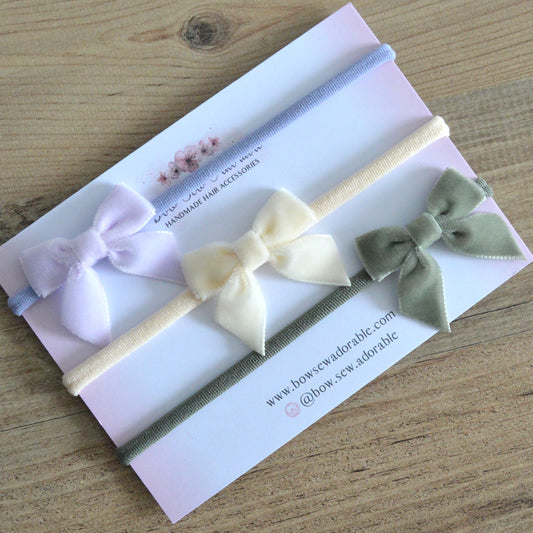 Mini velvet sailor bows | Headband / clips