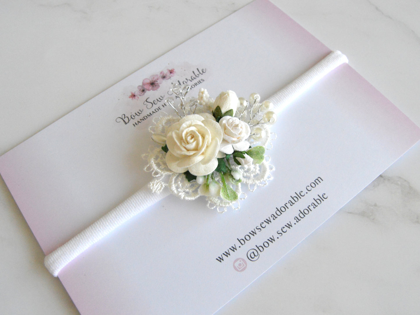 Mini pearl daisy | Flower headband OR clip