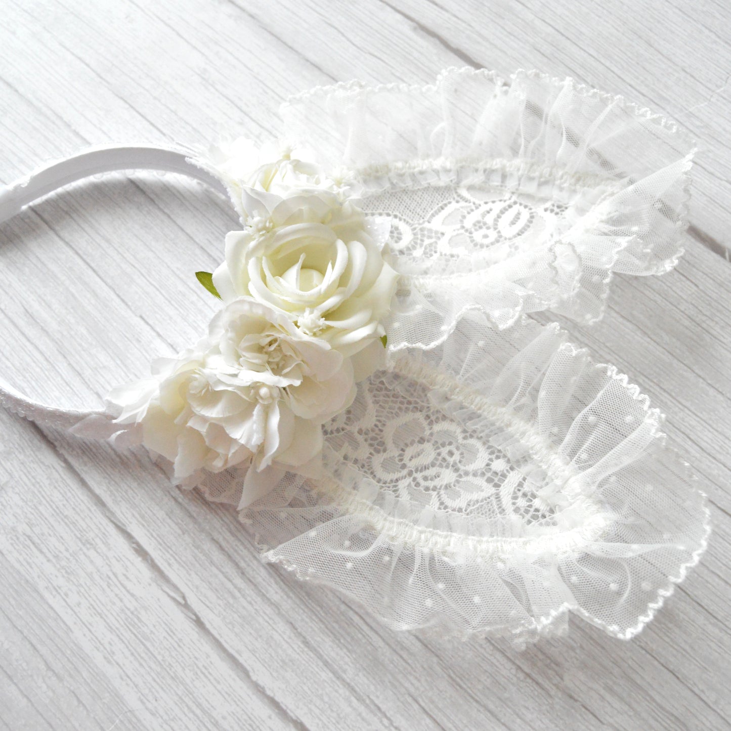 White sheer lace bunny | OOAK alice hairband (18m+)