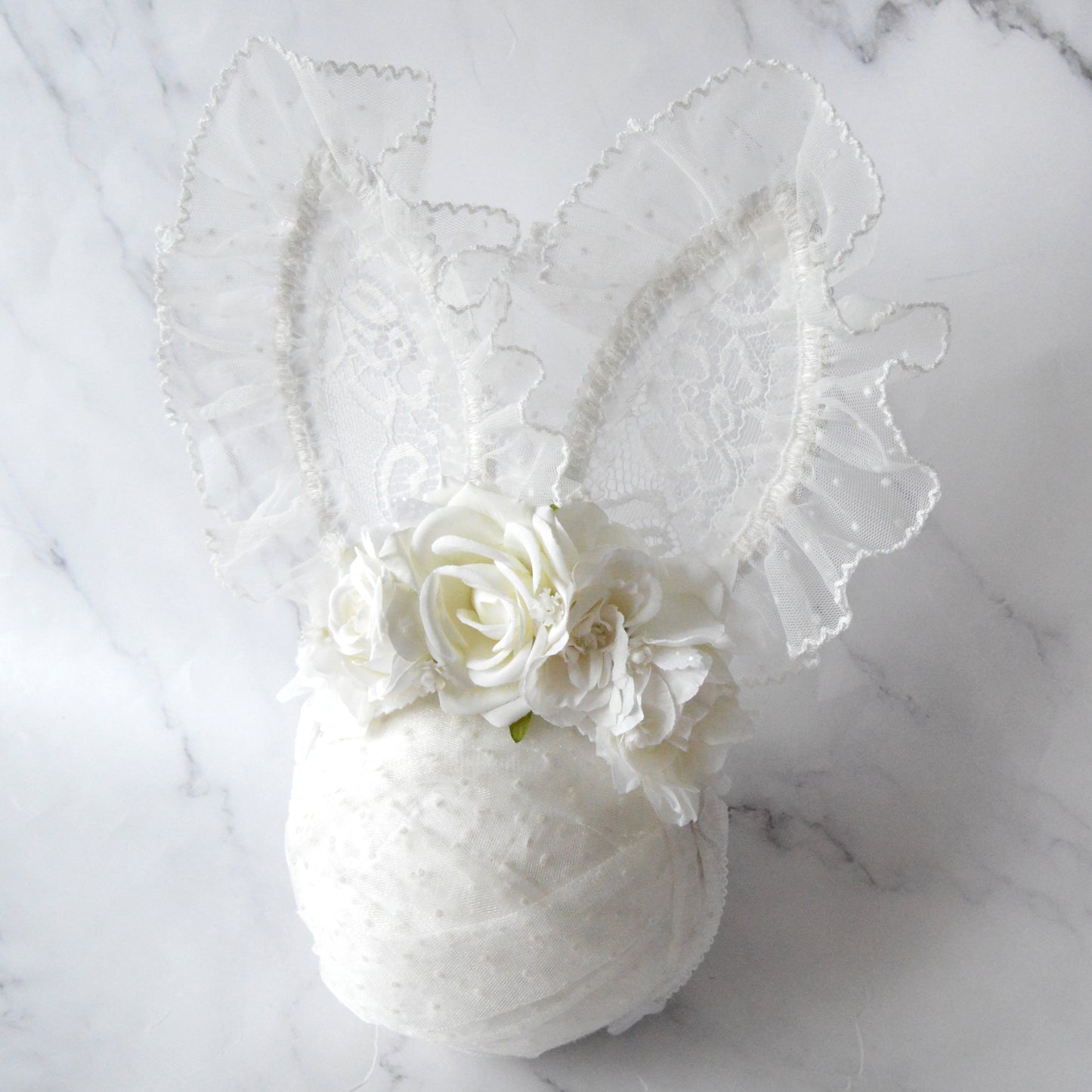 White sheer lace bunny | OOAK alice hairband (18m+)